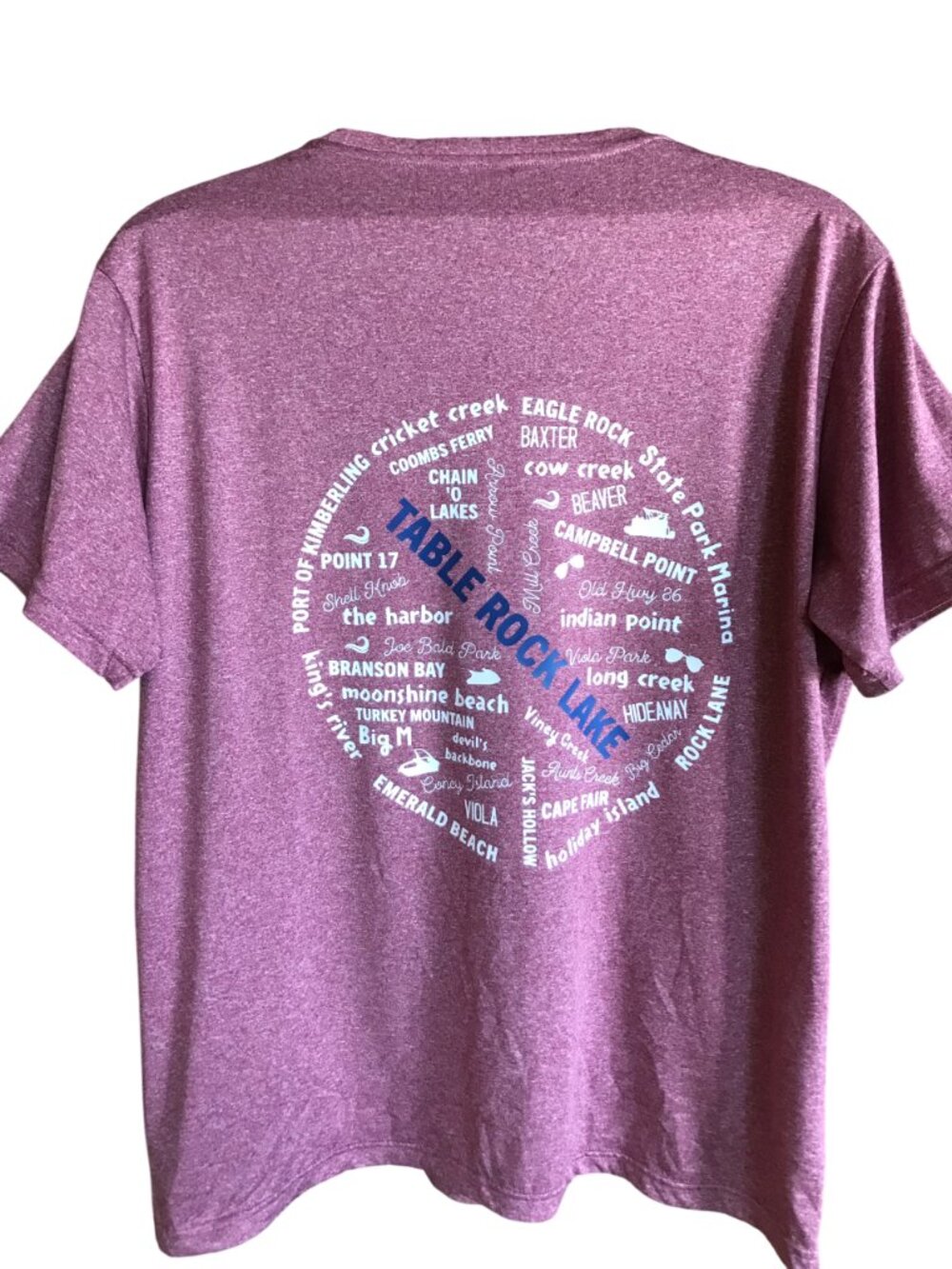 Upcycled Table Rock Lake Soft T-Shirt, Landmarks & Marinas Graphics, Size L